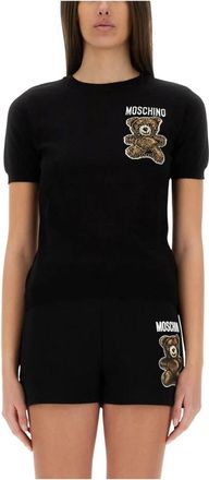 Moschino Truien & Vesten, Dames, Zwart, M, Katoen, Teddy Beer Trui