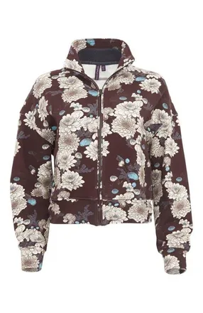 Lords of Harlech June Brushed Knit Crop Jacket in Serious Floral Black at Nordstrom, Size Xx-Large