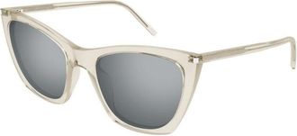Saint Laurent Kate Thin 004 - Dames - Zonnebrillen - Beige - 55 MM - Nylon - Accessoires