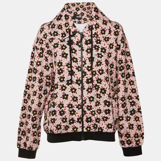 Love Moschino Light Pink Floral Printed Cotton Knit Jacket L