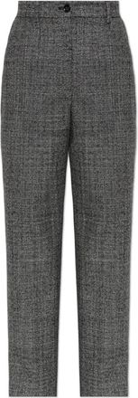 Dolce & Gabbana Wol Zv-Gevoerde Broek - Dames - Wijde Broeken - Grijs - XS - Wol - Broeken