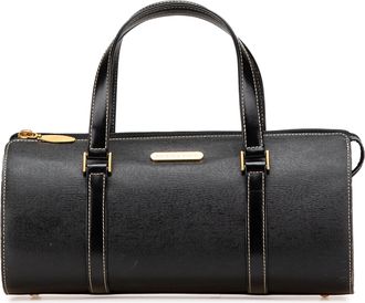 Burberry Pre-owned Womens Cylinder Handbag Leather Zip Closure - Black - One Size