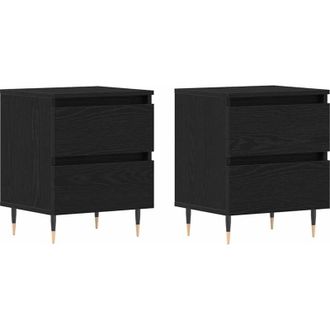 vidaXL Armadio da Notte con cassetto 2 pcs Rovere nero 40 x 35 x 50 cm - Vidaxl