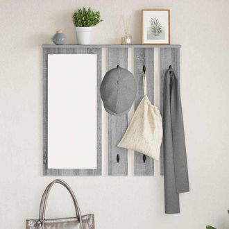 vidaXL Vidaxl - Appendiabiti a muro con specchio Grigio sonoma 84 x 10 x 80 cm