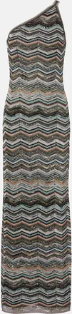 Missoni Zigzag one-shoulder lam&eacute; maxi dress