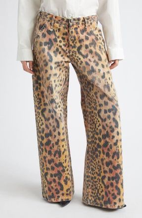 R13 Darcy Flare Leg Jeans in Vintage Orange Leopard at Nordstrom, Size 25