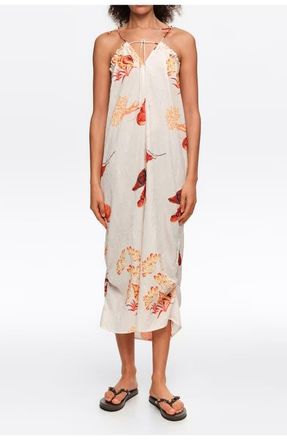 Bimba & Lola Midi Dress With Adjustable Straps in Tortuga Dark Orange at Nordstrom, Size X-Small Eu