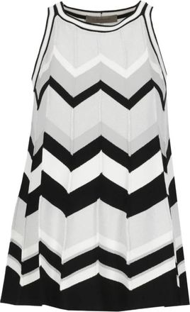 D.exterior Gestreepte Viscose Top - Dames - Tops zonder mouwen - Zwart - S - Polyester - Tops