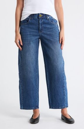 Democracy Absolution High Waist Ankle Barrel Leg Jeans in Blue at Nordstrom Rack, Size 4