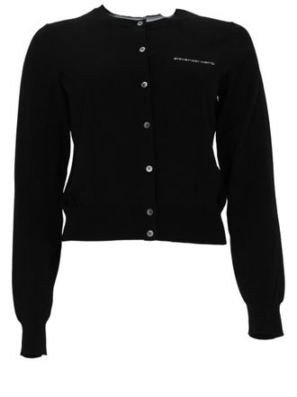 Alexander Wang Cropped Black Cardigan With Button-Down Front And Logo Detail