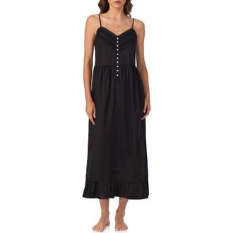 Eileen West Lace Trim Cotton Nightgown in Black at Nordstrom, Size X-Large