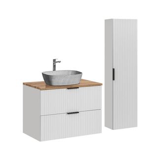 Petits Meubles Set mueble lavabo y columna estratificado Blanco