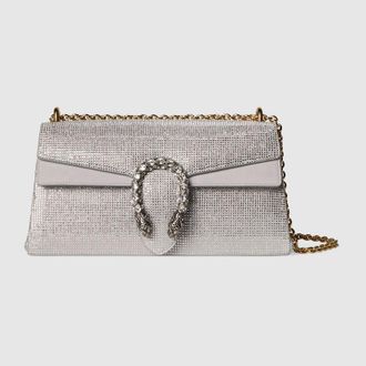 Gucci Dionysus Crystal Medium Shoulder Bag, Grey, Fabric