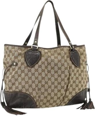 Gucci Pre-owned Tote Bags, female, Beige, Size: ONE SIZE Pre-owned Vintage GG Canvas Tote Bag