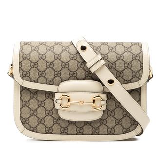 Gucci Tweedehands Medium GG Supreme Horsebit 1955 Schoudertas