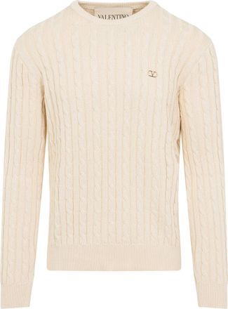 Valentino Ivory Cotton Pullover-Uomo