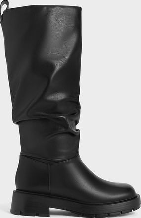 Charles & Keith Ruched Knee-High Boots
