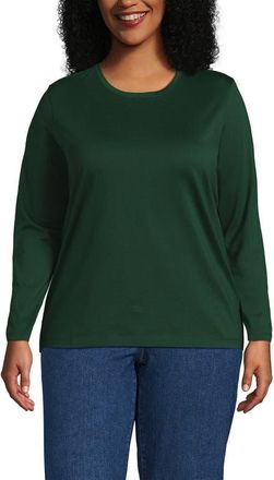 Lands End Relaxed Supima Cotton Long Sleeve Crew Neck T-Shirt in Pine Valley at Nordstrom, Size 3X