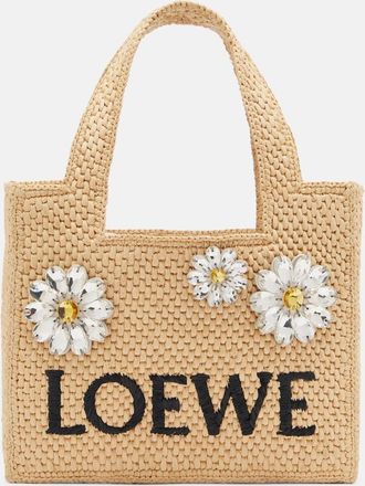 Loewe Paulas Ibiza embellished raffia top-handle bag