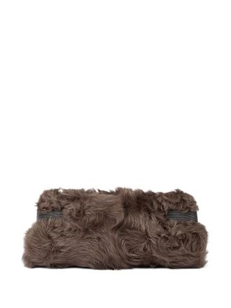 Brunello Cucinelli Wavy shearling clutch bag - Brown