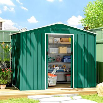 OUTSUNNY 8 x 6ft Garden Storage Shed with Double Door Green | Size: 6x8ft