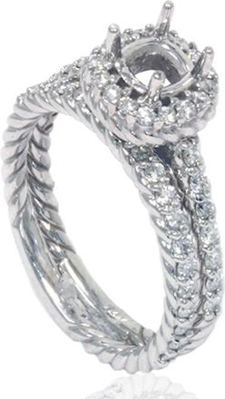 Pompeii3 7/8ct Braided Engagement Wedding Ring Set 14K White Gold