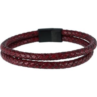 Trafalgar Store Loose Fit Calebs Crimson Braided Leather Secure Clasp Bracelet in Crimson Red at Nordstrom