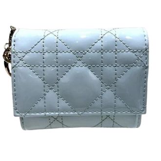 Dior Pre-owned Wallets, female, Blue, Size: ONE SIZE Pre-owned Cannage Patent Trifold Wallet