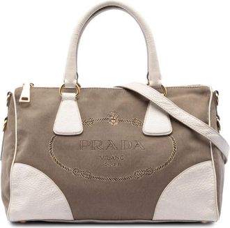 Prada Pre-owned Prada Vitello Daino Trimmed Canvas Canapa Logo Satchel Ladies YQ2YFTJ8ZOH8O2PJ