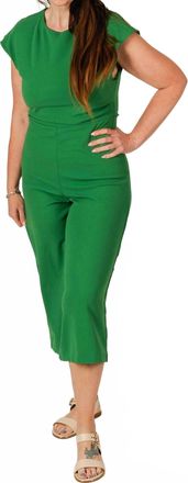 Glam Reverie Crew Neck Jumpsuit In Green