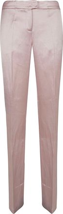 Andamane Structured Satin Trousers with Tailored Fit and Pressed Creases