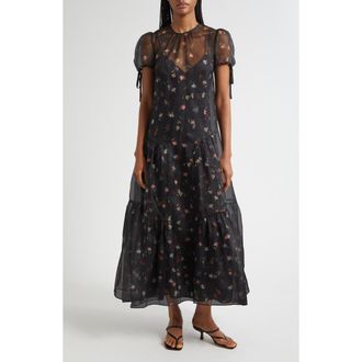 Cinq &agrave; Sept Kaida Tumbling Carnation Dress in Black Multi at Nordstrom Rack, Size 10