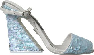 Dolce & Gabbana Paillet Enkelband Sandalen - Dames - Sandalen met hakken - Blauw - 39 EU - Polyester - Schoenen