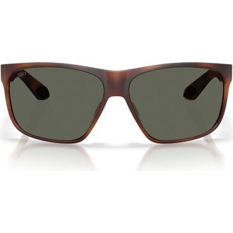 Costa Trades 60mm Polarized Square Sunglasses in Matte Tortoise /Gray 580G at Nordstrom