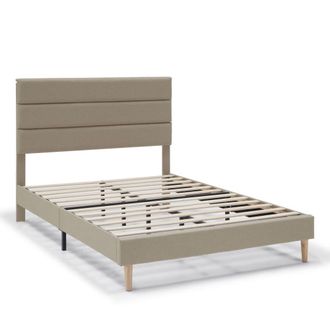 HOMN Estructura de cama tapizada de 30 cm, 90x190 cm, beige
