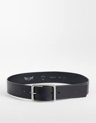 Levi's cintura in pelle nera con fibbia rettangolare ampia-Blu