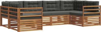 vidaXL Conjunto De Sof&aacute;s De Exterior 6 Uds. Natural Y Antracita Vidaxl