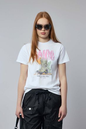 Ganni Basic Cotton Jersey T-shirt Boots Print
