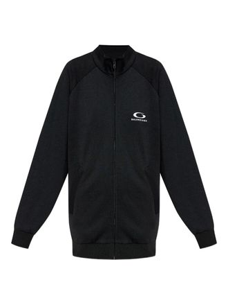 Balenciaga logo-print cut-out sweatshirt - Black