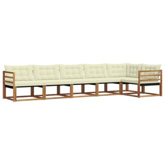 vidaXL Conjunto De Sof&aacute;s De Exterior Con Coj&iacute;n 6 Pcs Natural Y Crema Vidaxl