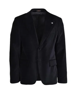 Officina 36 Black Lined Velvet Cotton Blazer