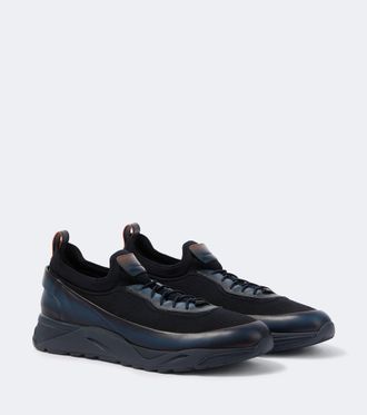 Santoni Zapatillas de punto con piel