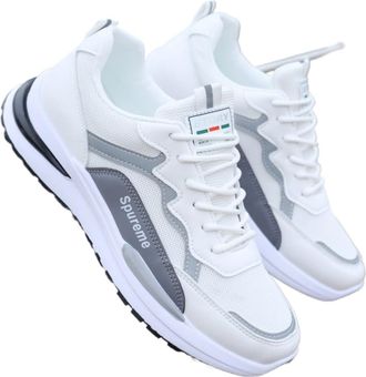 Generic Mens mesh Casual Running Heightening Trend Sneakers, White, 7.5-11.5