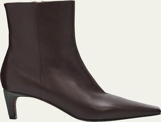 Brunello Cucinelli 55mm Monili Heel Leather Ankle Booties