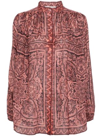 Zimmermann Ottie paisley-print ramie shirt - Pink
