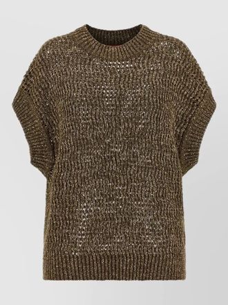 Max Mara armonia metallic knit short sleeve sweater