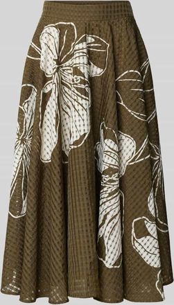 Essentiel A-Linien Midi-Rock mit Kellerfalten am Bund Modell JANGO in Oliv, Gr&ouml;&szlig;e 34