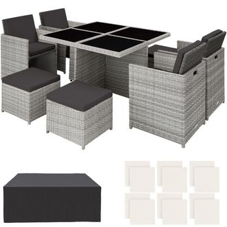 TecTake Garden Table & Chairs Manhattan in Light Grey | Size: XL