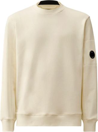 C.P. Company Diagonal Raised Fleece Crewneck Lens Sweatshirt - Heren - Sweatshirts - Beige - L - Katoen - Hoodies & sweatvesten