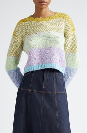 Cinq &agrave; Sept Caspar Ombr&eacute; Stripe Crewneck Sweater in Willow Multi at Nordstrom Rack, Size Large